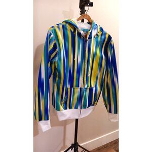 Rare Large Vintage 2010 Powder Room Hoodie Mens Full Zip Sweater Stripes